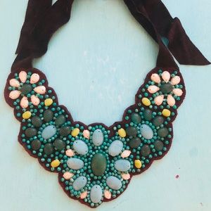 Vintage Stella & Dot suede bib necklace